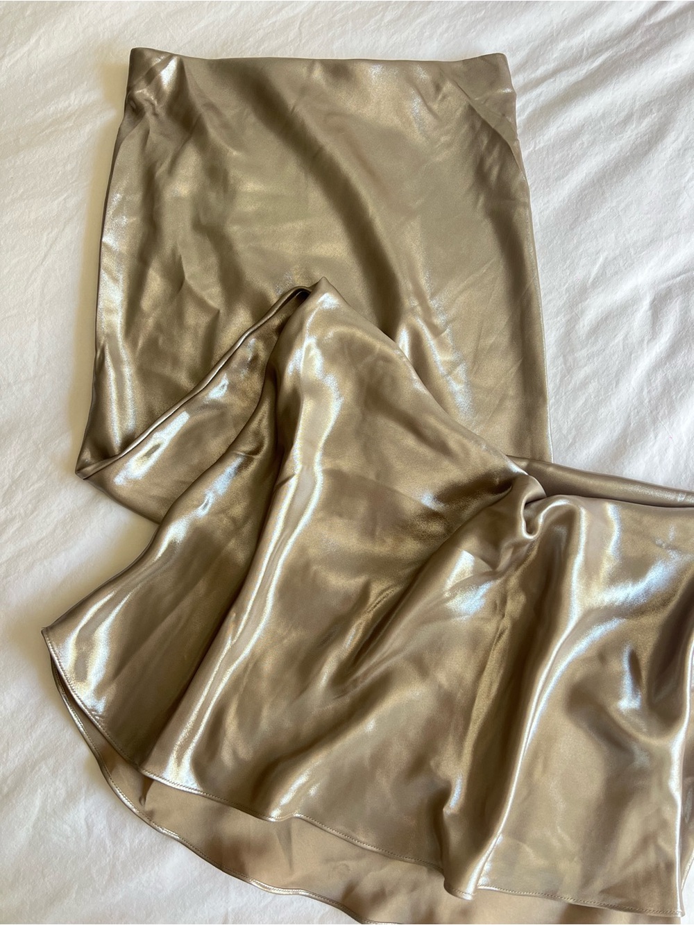 H&M Metallic Slip Maxi Skirt in Champagne